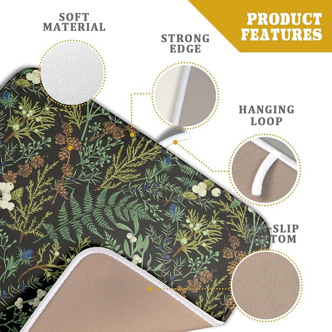 Green Plants Dish Drying Mat for Kitchen Counter Microfiber Absorbent Dish - Image 4
