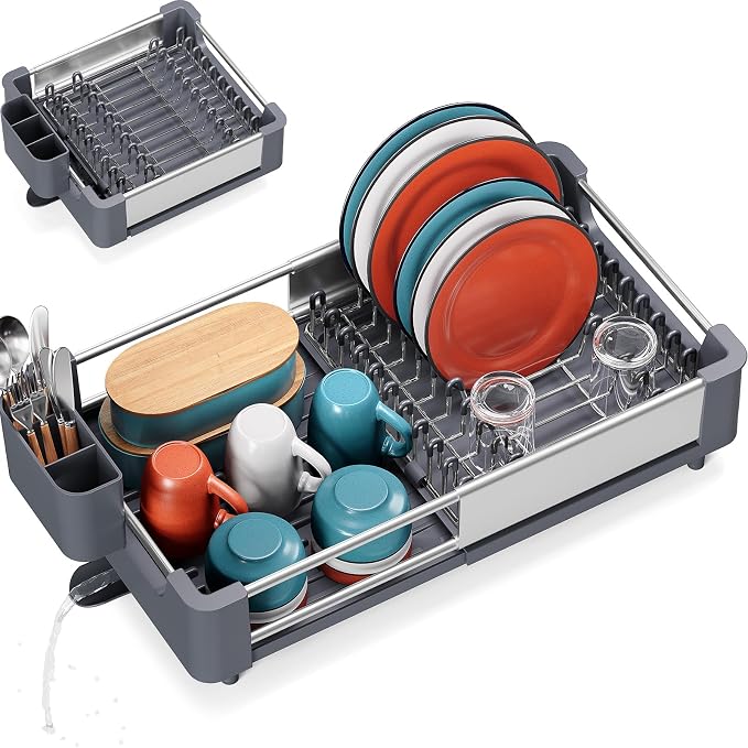 TOOLF Dish Drying Rack for Kitchen Counter, Extendable Dish Rack by TOOLF
