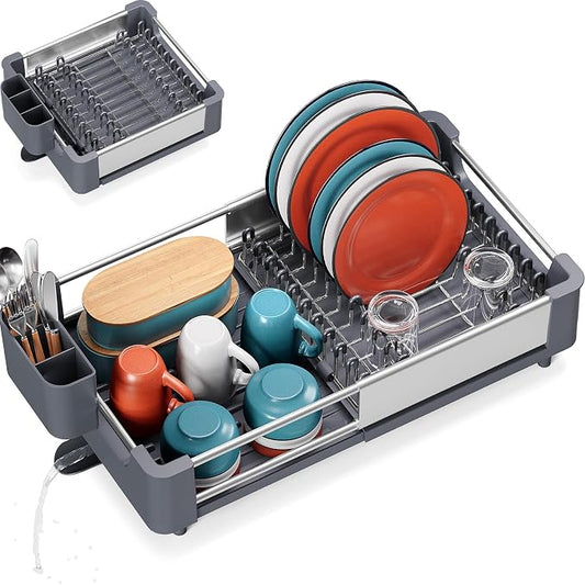 TOOLF Dish Drying Rack for Kitchen Counter, Extendable Dish Rack by TOOLF