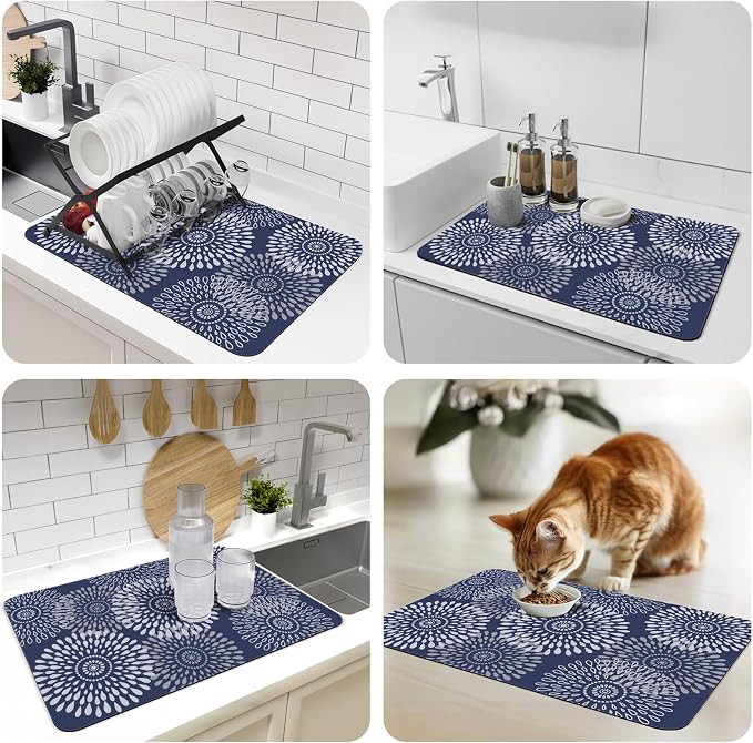 LuxStep Dish Drying Mat Super Absorbent Kitchen Counter Mat Rubber Backing - Image 7