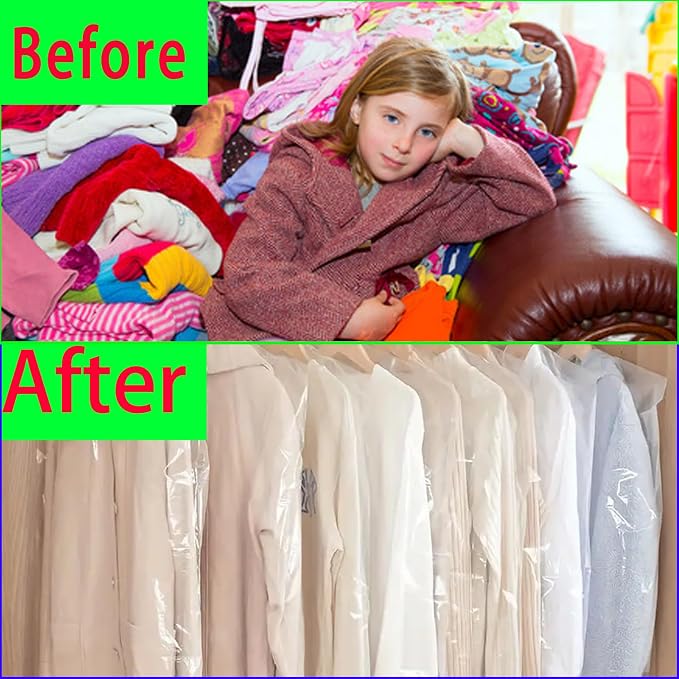 20 Pack Plastic Clear Clothes Covers, - Image 5