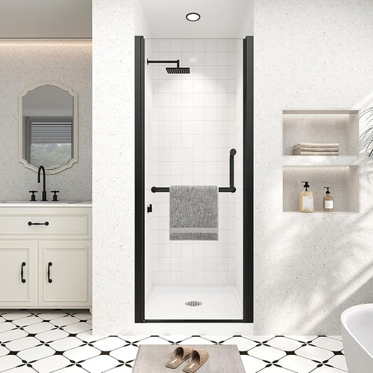 Frameless Pivot Shower Door 24"-26" Wx72 H, 1/4" Clear Nano Coated Tempered by Unknown