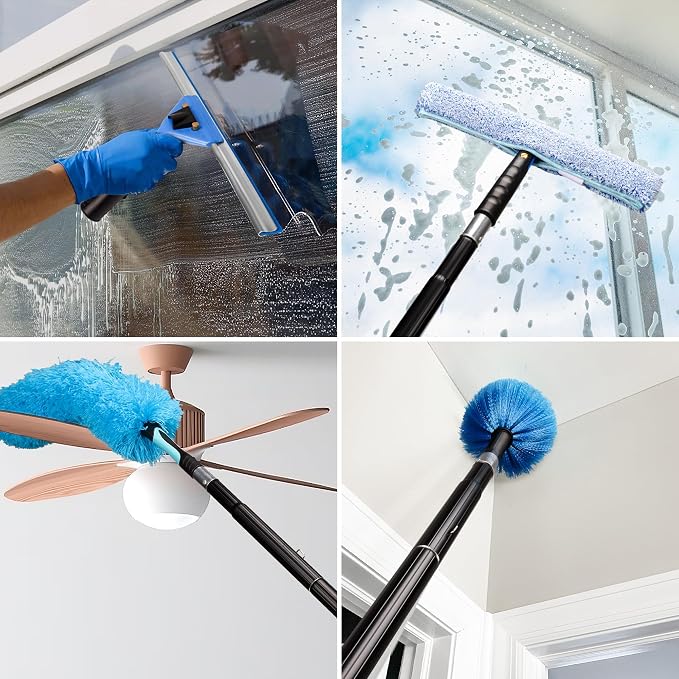 26FT Window Cleaning Brush Kit, 4-26ft Adjustable Water Fed Pole Kit, Solar - Image 3