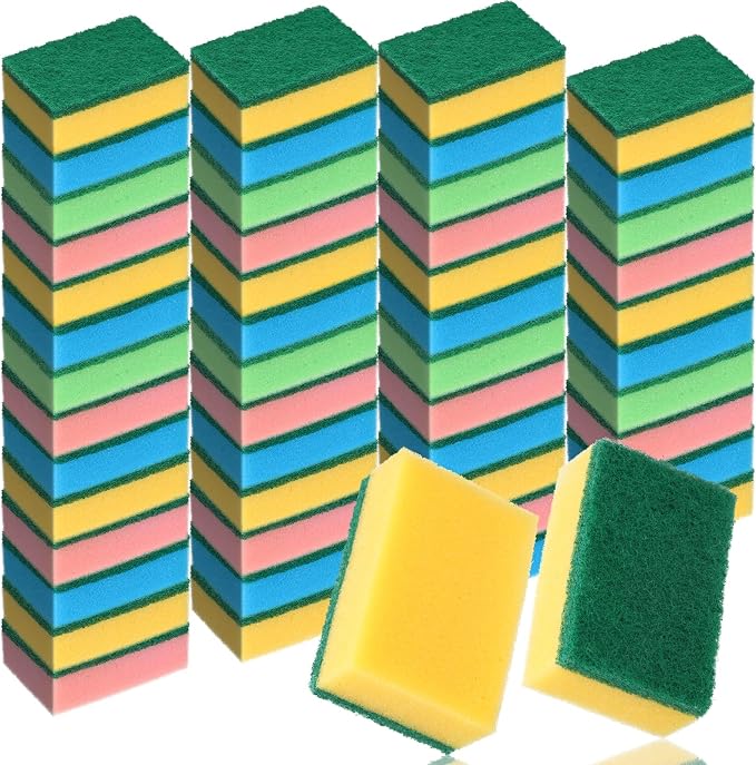 Patelai 100 Pcs Heavy Duty Sponges Kitchen Bulk Dish Sponges Cleaning Scrub by Patelai
