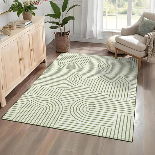 Washable Rug 4x6 Area Rugs for Living Room, Abstract Rug for Bedroom, Soft by ROYHOME