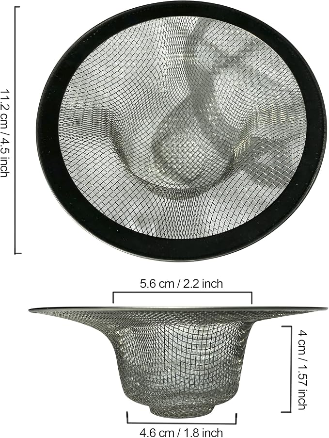 Sink Strainer 2Pcs Stainless Steel Metal Mesh Sink Drain Strainer Large Wide - Image 2