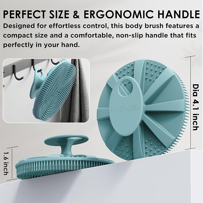 INNERNEED Food-Grade Soft Silicone Body Scrubber Shower Brush Handheld - Image 5