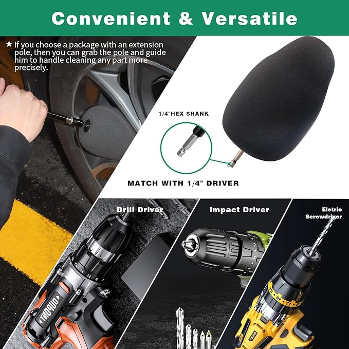 Wheel Polisher Kit for Drill, 1/4" Hex Shank for Standard Household - Image 4