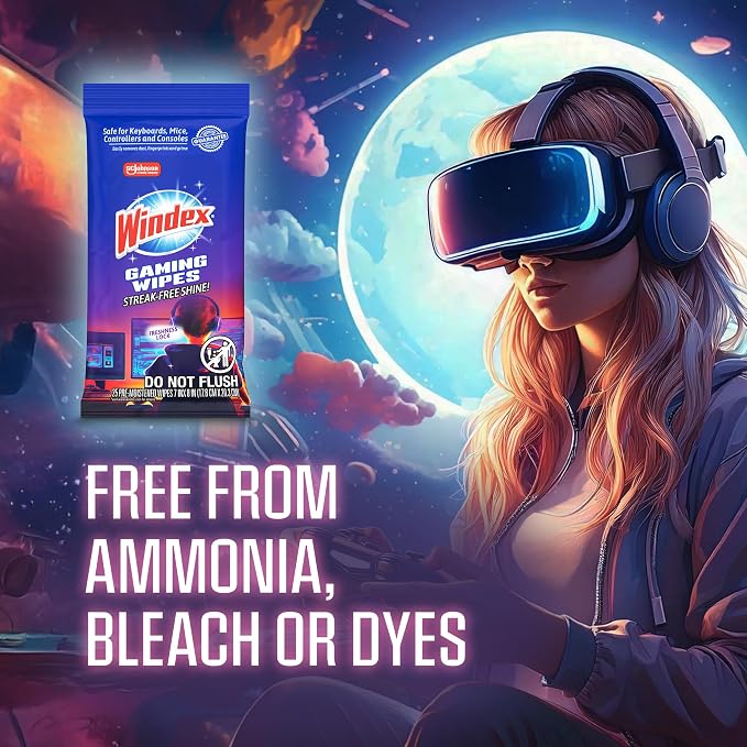 Windex Gaming Cleaning Wipes, Pre-Moistened Wipes to Instantly Clean all Gaming - Image 4