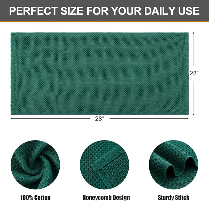 Kitinjoy 100% Cotton Waffle Weave Kitchen Hand Towels - Image 2
