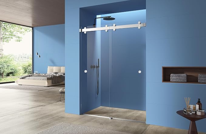 Monaco 56.5-60" W x 78" H 3/8" Twinglide Frameless Shower Door - Image 3