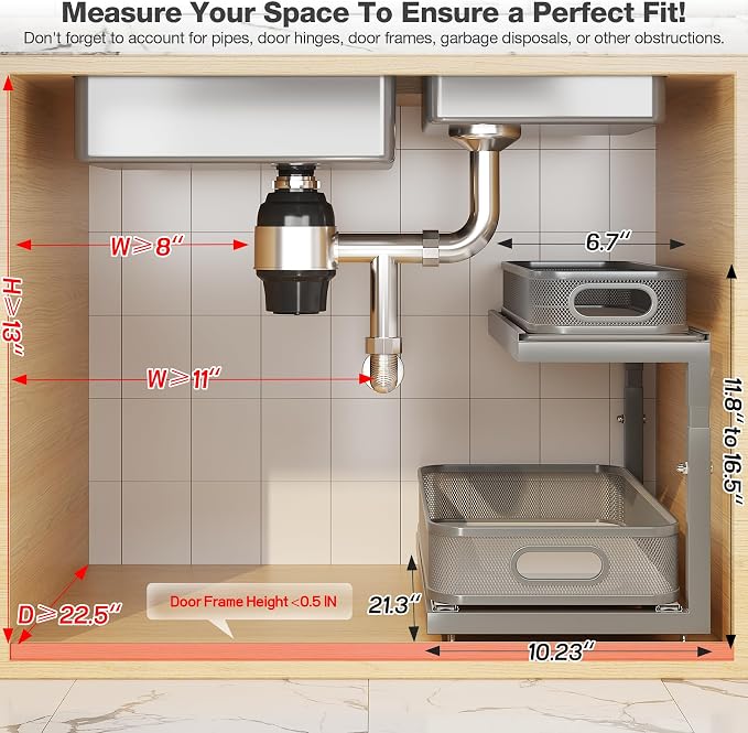 2-Pack 21.3 IN Depth Under Sink Organizer - Image 2