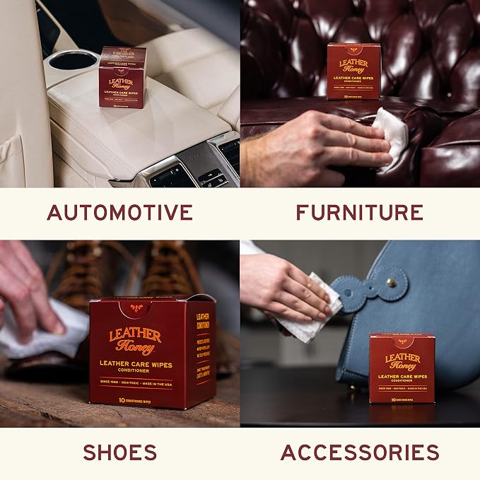 Leather Honey Conditioner Wipes: Restore Leather On-The-Go. Protect & Condition - Image 3