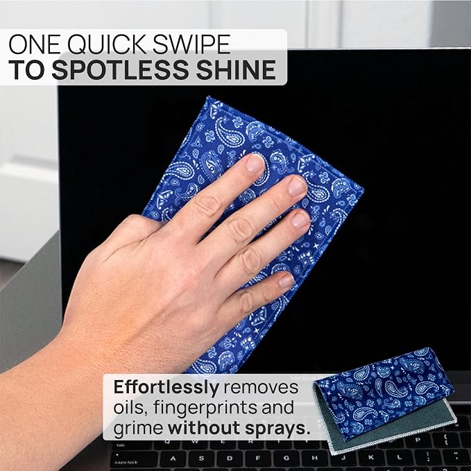 Quick Cloth Microfiber Glasses Cleaning Cloths – 5x7, Paisley Blue, 2 Pack - Image 2