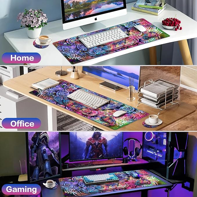 Mouse Pad with Wrist Rest, 4-in-1 Large Mousepad+Keyboard Wrist Rest+Mouse Pad - Image 7