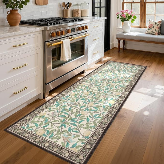 GarveeHome 2x6 Runners for Hallways Non Slip, Boho Leaf Kitchen Runner Rug by GarveeHome