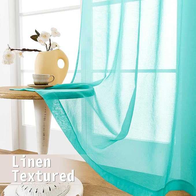 Tollpiz Small Sheer Door Curtain Closet Linen Textured Curtain Sheers Doorway - Image 4