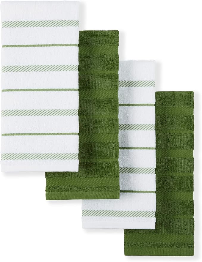 KitchenAid Albany Kitchen Towel 4-Pack Set, Matcha Green/White by KitchenAid