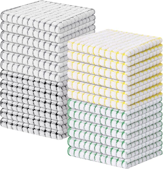 Kitinjoy Cotton 24 Pack Terry Kitchen Dish Cloths, 12 x 12 Inches Super Soft by Kitinjoy