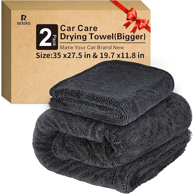 Microfiber Towels For Cars 2-Pack Car Drying Towel 1300 Gsm Ultra-Large Soft by R+RUCKERCO