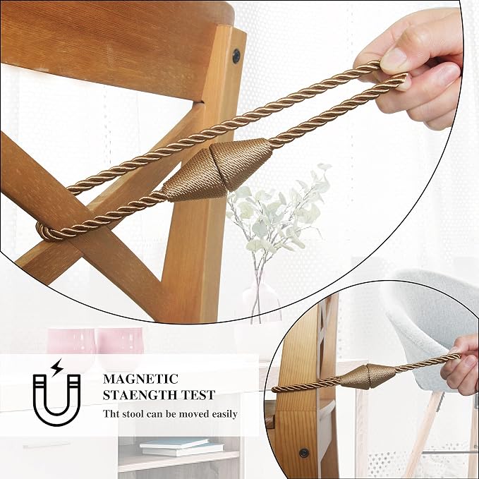 4 Pack Magnetic Curtain Tiebacks Rope Modern Handmade Curtain Tie Backs - Image 4
