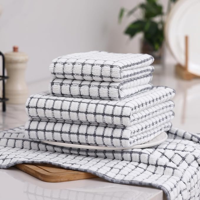 Homaxy Kitchen Towels and Dishcloths Set, 16 x 25 and 12 x 12 Inches, Super - Image 9