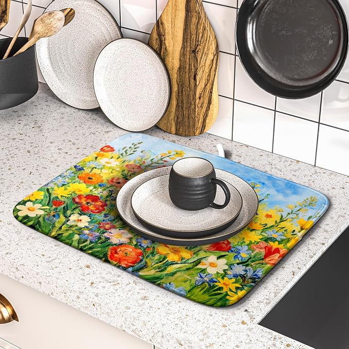 Spring Summer Floral Dish Drying Mat - Image 5