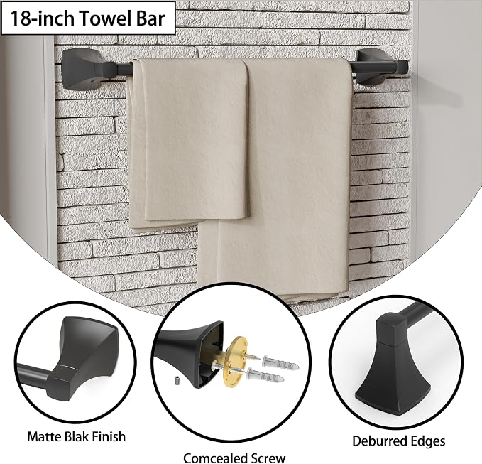 4 Pieces Bathroom Hardware Accessories Set Towel Bar Towel Holder Robe Hook - Image 3