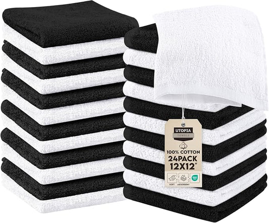 Utopia Towels 24 Pack Cotton Washcloths Set, 100% Ring Spun Cotton, Highly by UTOPIATOWELS