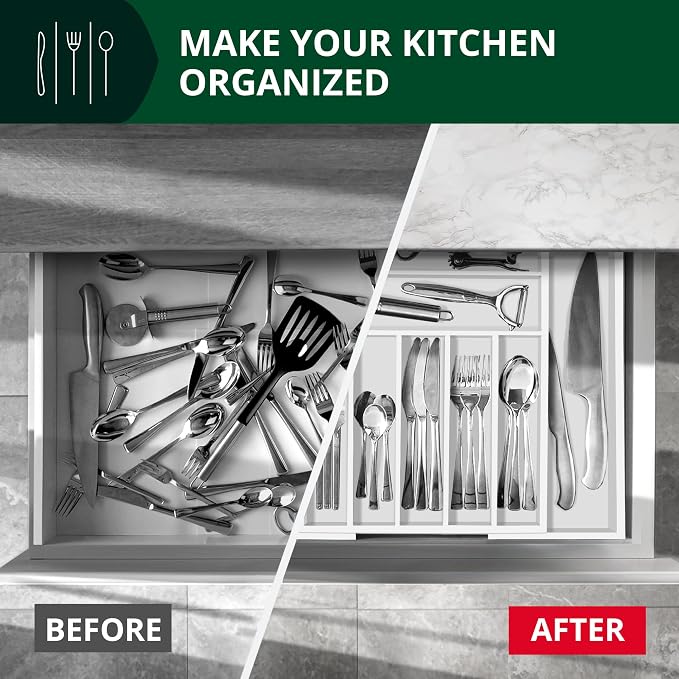 ROYAL CRAFT WOOD Luxury Bamboo Kitchen Drawer Organizer - Image 5