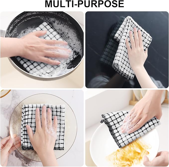 Kitinjoy Cotton 12 Pack Terry Kitchen Dish Cloths, 12 x 12 Inches Super Soft - Image 4