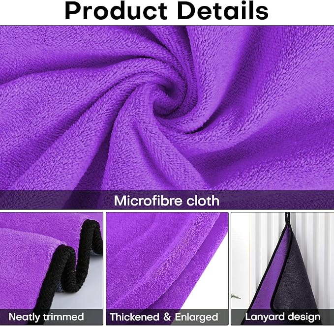 Hovom 3PCS Car Microfiber Towels, 23.62"×11.81" Lint-Free Microfiber Towels - Image 3