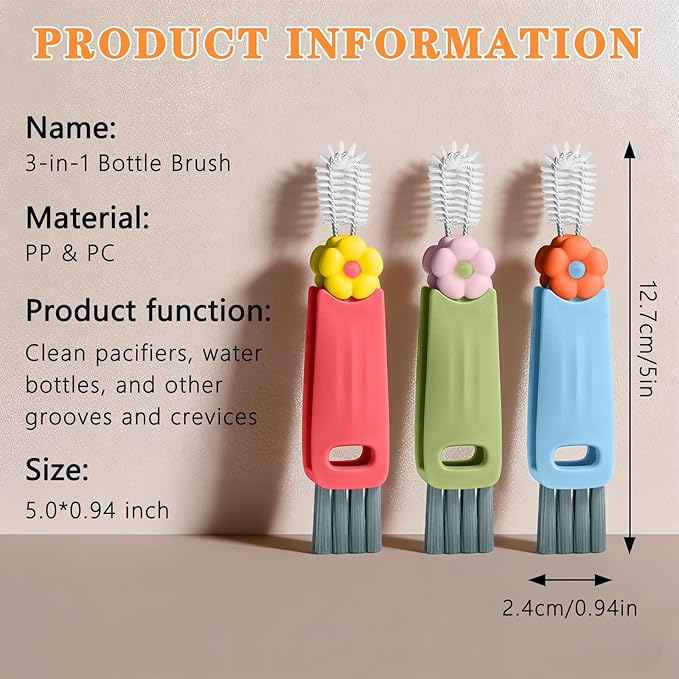 3 in 1 Cup Lid Gap Cleaning Brush Set, Mutipurpose Portable Cup Lid Gap Cleaner - Image 3