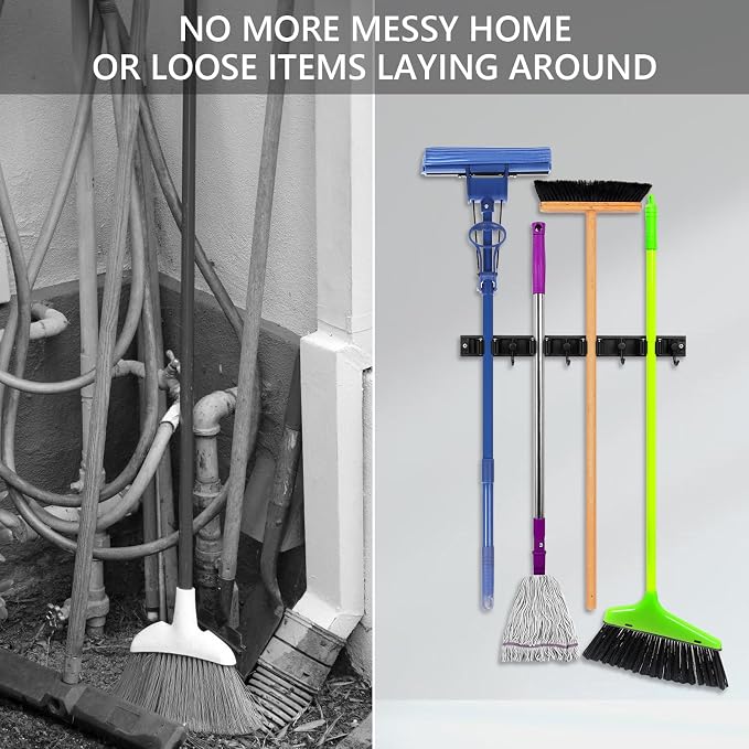 YA MI Mop holder, broom holder, stainless steel wall hanging tool storage device - Image 5