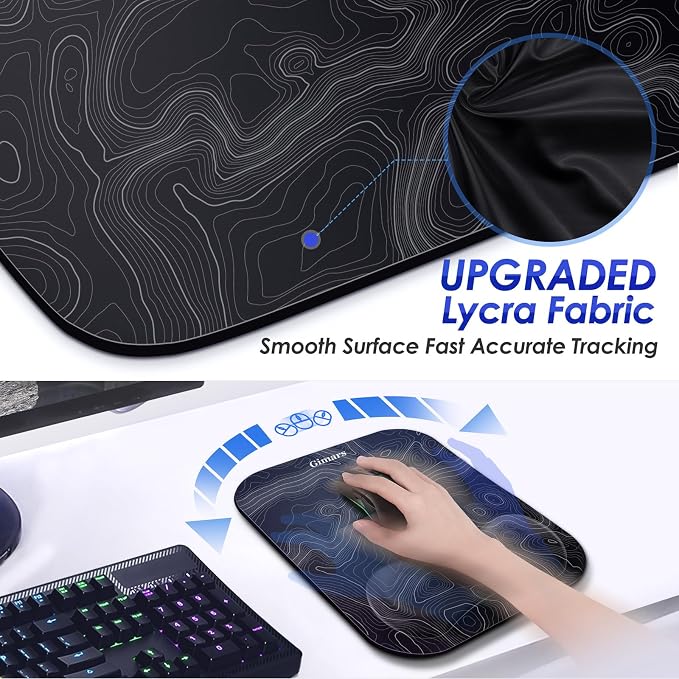 Gimars Large Smooth Superfine Fibre Memory Foam Ergonomic Mouse Pad Wrist Rest - Image 2
