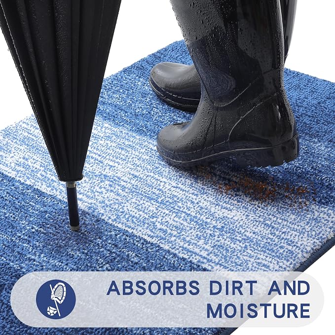 Kitinjoy Indoor Outdoor Door Mat, 47x24 Non-Slip Absorbent Dirt Trapper - Image 2