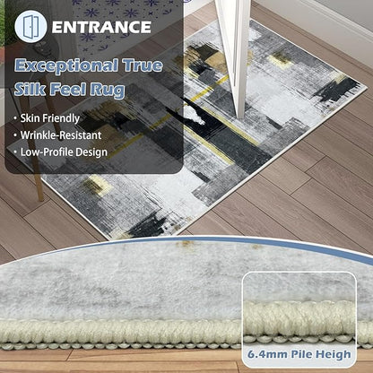 Runner Rug Washable 3x26 FT, Non Slip Rubber Backing Abstract Carpet, Soft Area Rugs for Bedroom Kitchen Hallway Entryway Bathroom, Customized