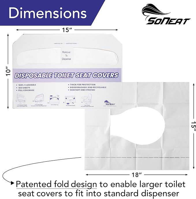 Disposable Toilet Seat Covers XL Half Fold Flushable – 400 Sheets - Image 4
