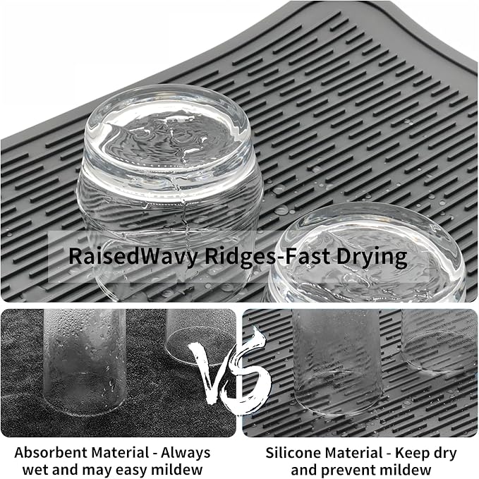 ZLR Silicone Dish Drying Mat for Kitchen Counter, Eco-Friendly Fast Dry Dish Mat - Image 2