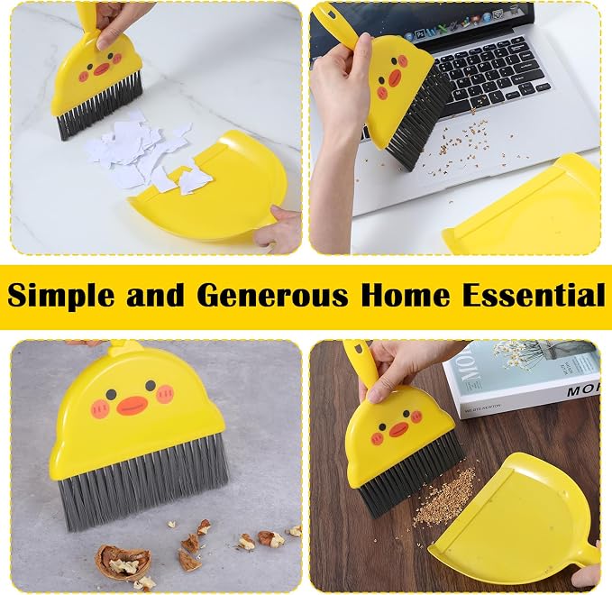 Small Dustpan and Brush Set Yellow Small Hand Broom and Dustpan Set, Mini Dust - Image 2