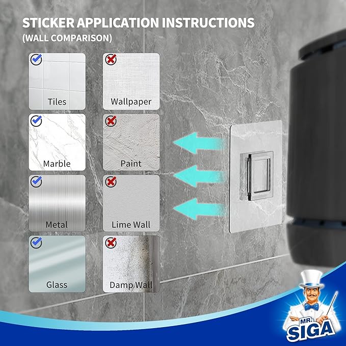 MR.SIGA Toilet Bowl Brush and Holder, Durable and Flexible Bristles, Wall - Image 6