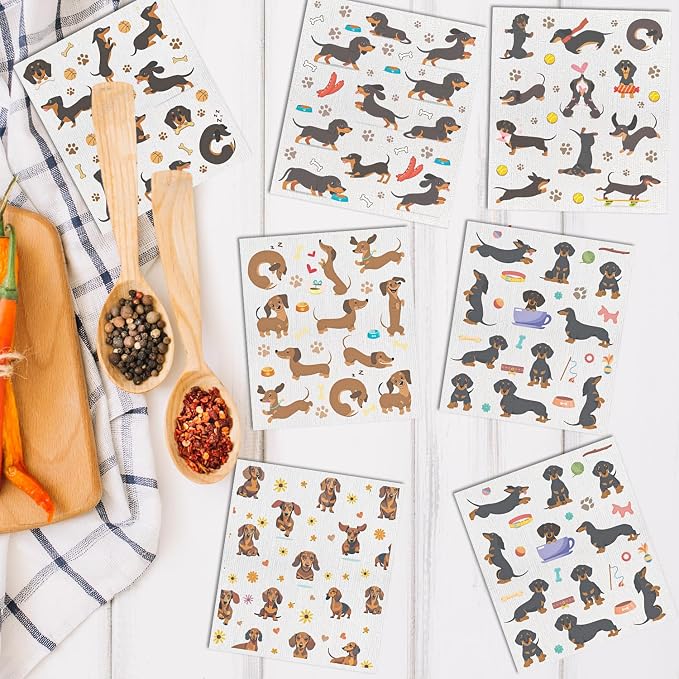 Dachshund Dog Gifts Swedish Dishcloths, 6 Pack Swedish Dish Cloths - Image 5