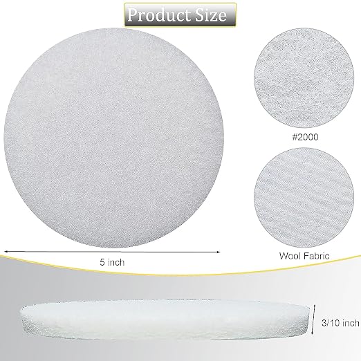 10 Pack 5" 2000 Grit Non-Scratch Polishing Pad Hook & Loop Discs, Non-Abrasive - Image 2