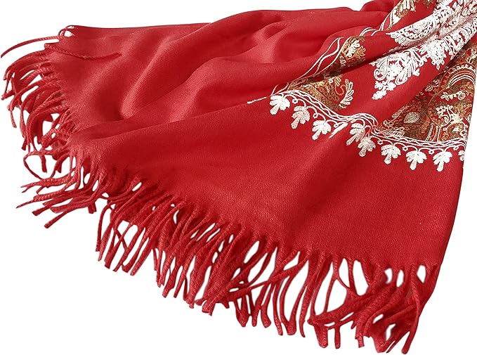 Urban CoCo Women's Embroidered Tassel Long Shawl Oversize Scarf Wraps for Women