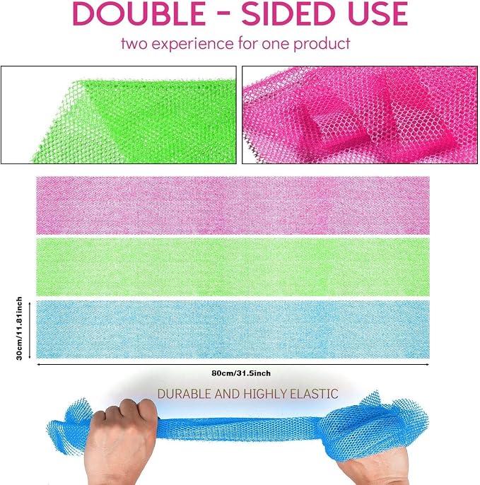 UJFQBH 3 Pieces African Bath Sponge African Net Long Net Bath Sponge - Image 2