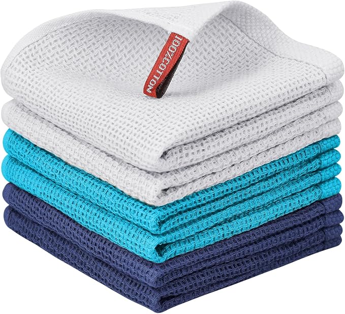 Nialnant 6 Pack Dish Rags, 100% Cotton Kitchen Dish Cloths by Nialnant