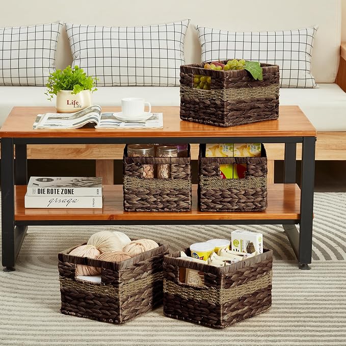 Water Hyacinth Wicker Basket, Decorative Woven Baskets - Image 7