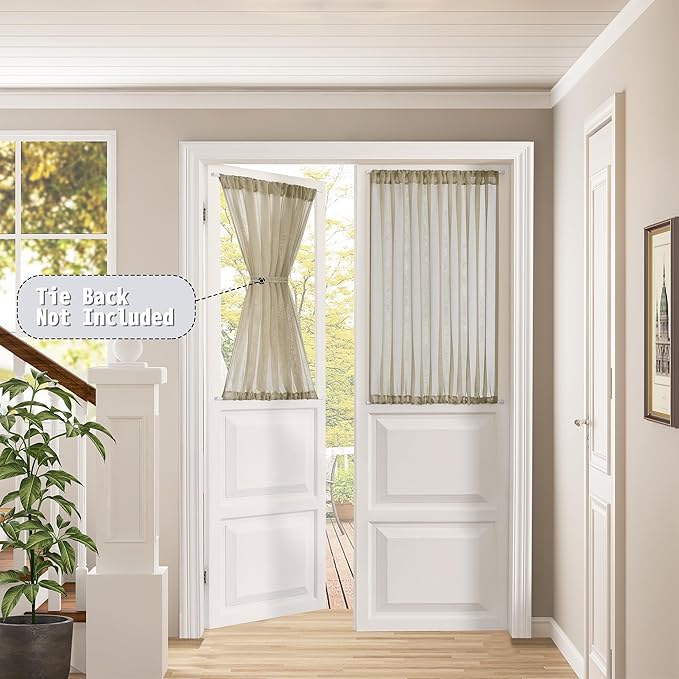 Tollpiz Small Sheer Door Curtain Closet Linen Textured Curtain Sheers Doorway - Image 2