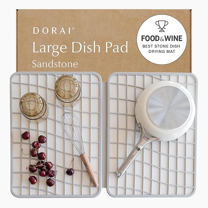 Dorai Home Large Dish Pad – 40% More Drying Space, Eco-Friendly Quick-Drying by DoraiHome