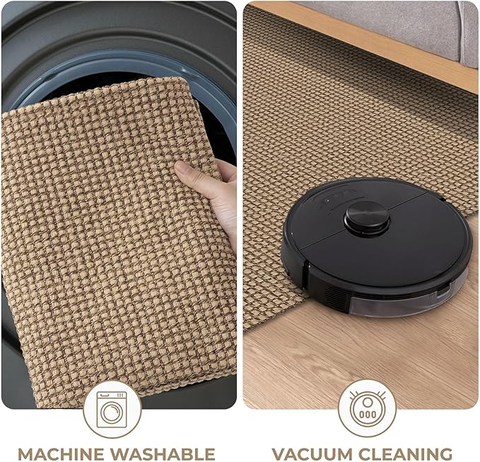 KOZYFLY Boho Runners for Hallways 2x10 ft Washable Kitchen Runner Non Slip Rubber Backed Hallway Rugs Cotton Entryway Runner Rug Floor Carpet for Indoor Hall, Backdoor, Kitchen, Tan/Orange/Brown